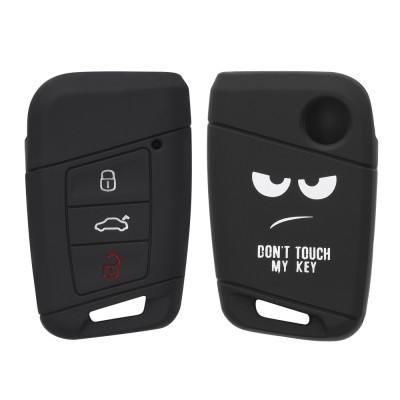 Husa Cheie Auto pentru VW - 3 Butoane - Keyless Go, Silicon, Negru, 44706.01 foto