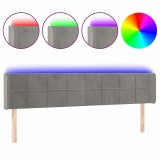 Cumpara ieftin Tablie de pat cu LED, gri deschis, 163x16x78/88 cm, catifea