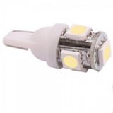 Set 2 bucati Bec LED auto T10 5 SMD pentru placa numar inmatriculare