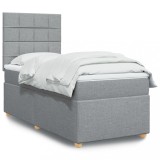 VidaXL Pat box spring cu saltea, gri deschis, 100x200 cm, textil 3293491