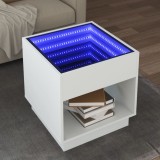 VidaXL Măsuță de cafea cu LED infinity, alb, 50x50x50 cm