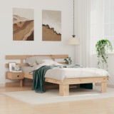 VidaXL Cadru de pat cu sertar cu headboard Maro 80 x 200 cm Lemn de brad solid