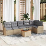 vidaXL Set de canapele pentru grădină 7 pcs Bej Rattan poli 3347462