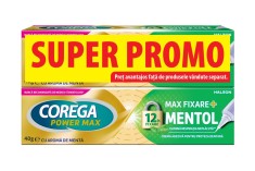 Pachet Crema adeziva pentru proteza dentara Max Fixare+ Mentol 2x 40g, Corega