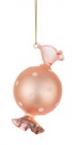 Set 12 ornamente brad Bomboana roz auriu 6.5x12 cm