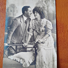 Fotografie tip Carte Postala, doi indragostiti, 1924, circulata