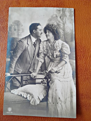 Fotografie tip Carte Postala, doi indragostiti, 1924, circulata foto