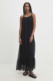 Answear Lab rochie din mătase culoarea negru, maxi, evazată