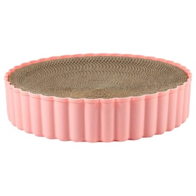 Carton de zgariat pentru pisici cu tavita, 33 Cm - Roz foto