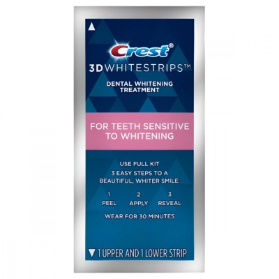 Benzi Crest 3D Sensitive, 1 plic, 6% concentratie, albirea dintilor acasa foto
