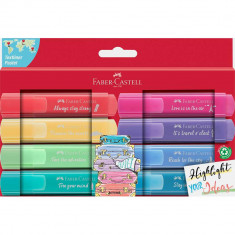 Set 8 Textmarkere Faber – Castell 1546, Diverse Culori Pastel, Ambalate in Cutie de Carton, Rechizite Scolare, Textmarkere Pigmentate, Accesorii pentr