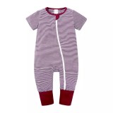 Cumpara ieftin Salopeta pijama Edman bebe/copii cu fermoar reversibil Lines, bumbac, 12-18 luni, Mov/visiniu