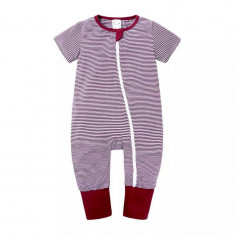 Salopeta pijama Edman bebe/copii cu fermoar reversibil Lines, bumbac, 3-6 luni, Mov/visiniu