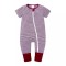 Salopeta pijama Edman bebe/copii cu fermoar reversibil Lines, bumbac, 3-6 luni, Mov/visiniu