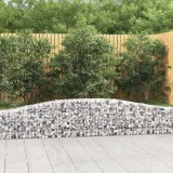Coșuri Gabion Arcuite vidaXL, 10 buc, 400x30x40/60 cm, Fier Galvanizat, Argintiu - Barieră Gradina, Decorativă, Fonoizolantă