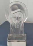Presse papier, paperweight, figurina masiva din cristal, Desna, Bohemia