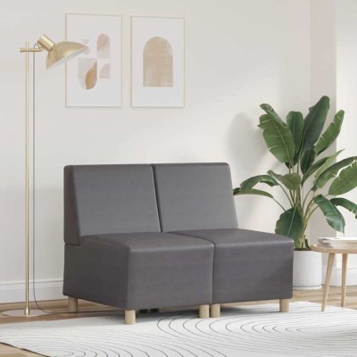 vidaXL Unitate Sofa Modulară Fără Brațe 2 pcs Gri 55 x 74 x 82 cm foto