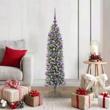 vidaXL Copac Artificial Slăb de Crăciun cu 150 LED Verde și alb 120 cm 3395275