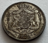 2 Lei 1875 Argint, Carol 1, Romania, detalii superbe