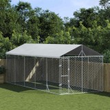 vidaXL Padoc exterior cu acoperiș argintiu 3x7,5x2,5 m oțel galvanizat 3190489