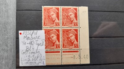 1938-1941-Franta-MercurYT412 tip II-bl4-colt coala 40 MNH YT=275 E foto