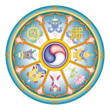 Abtibild sticker feng shui cu cele 8 simboluri tibetane model 1 - 11cm, Stonemania Bijou
