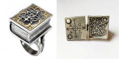 INEDIT!Inel gotic/rocker caseta BIBLIE locas poza/poison ring/Locket/PENTAGRAMA foto