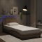 Cadru de pat cu lumini LED cappuccino 80x200 cm piele ecologică