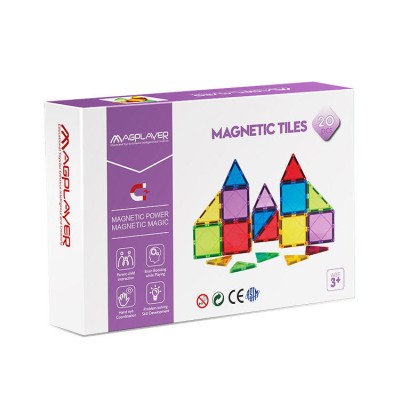 Set de constructie magnetic 3D - 20 piese PlayLearn Toys foto