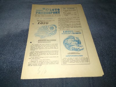 REVISTA PROGRAMUL LOTO PRONOSPORT 19 NOIEMBRIE 1985 foto