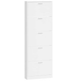 Cumpara ieftin Pantofar, alb extralucios, 59x17x169 cm, lemn compozit
