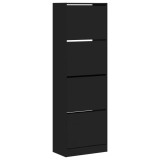Cumpara ieftin Dulap de pantofi cu 4 sertare rabatabile, negru, 60x34x187,5 cm
