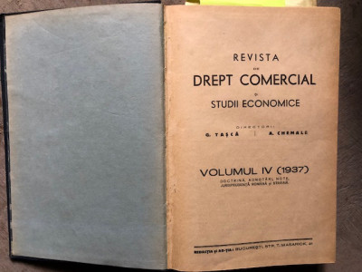 REVISTA DE DREPT COMERCIAL SI STUDII ECONOMICE 1937 volumul IV foto
