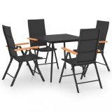 vidaXL Set de masă pentru grădină, 5 piese, negru și maro