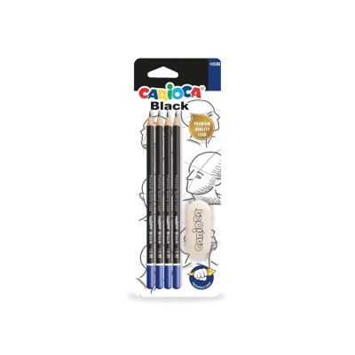 Set creioane grafit CARIOCA Black HB + radiera foto