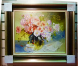 Tablou pictat manual pe panza in ulei Vaza cu Flori A-177, Natura, Realism