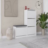 Cumpara ieftin Dulap de pantofi cu banca Dude Alb 105x118.5x26 cm