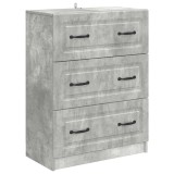 vidaXL Dulap cu sertare Gri Beton 66 x 34,5 x 87 cm Lemn prelucrat 895758