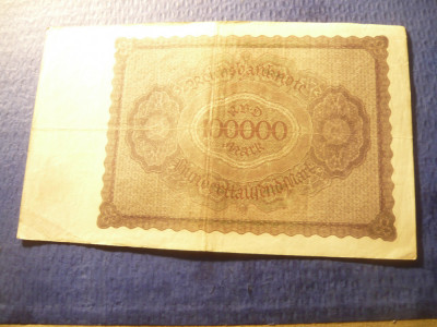 Bancnota 100 000 marci Germania 1923 , cal. medie foto