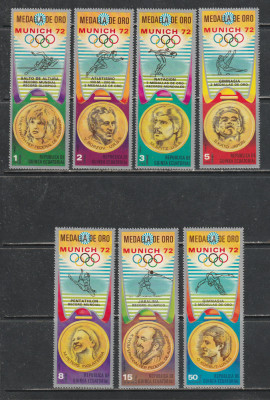 Guinea Ecuatoriala 1972 - Medaliati la Jocurile Olimpice Munchen 7v MNH foto