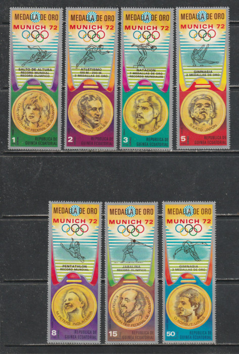 Guinea Ecuatoriala 1972 - Medaliati la Jocurile Olimpice Munchen 7v MNH