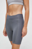 Reebok pantaloni scurți de yoga culoarea gri, neted, high waist