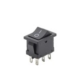 Buton rocker mini ON, ON cu mentinere, 6A 250V AC, DPDT, montaj panou, KCD1-202-00