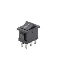 Buton rocker mini ON, ON cu mentinere, 6A 250V AC, DPDT, montaj panou, KCD1-202-00