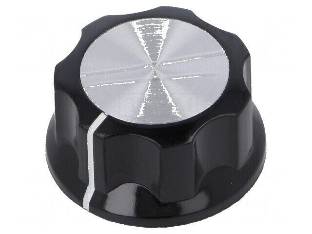 Buton rotativ plastic negru &Oslash;6,35mm &Oslash;29,4x16mm cu flanşă