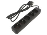 Prelungitor alimentare LANBERG 3x1mm2 5 prize 1,5m 10A negru