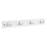Cuier de Perete, Lemn Alb, 4 C&acirc;rlige Duble, 50x1.2x7cm, Oem