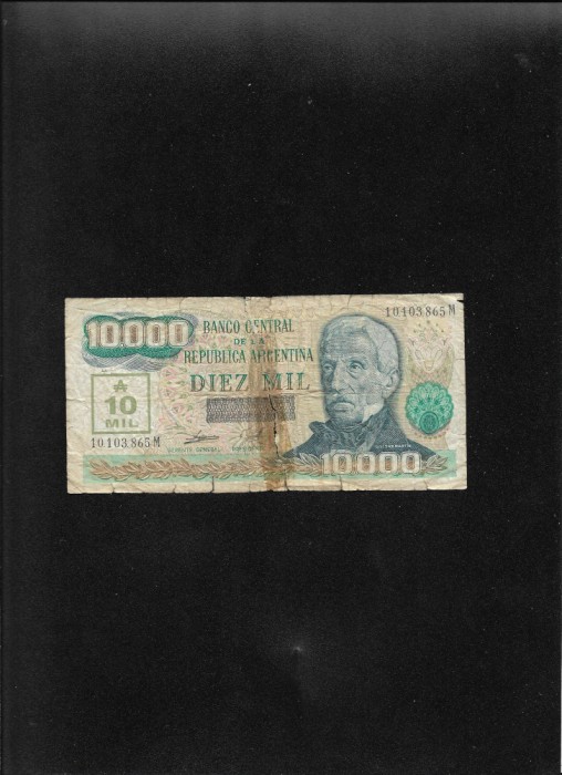 Rar! Argentina 10000 10.000 australes 1989 seria10103865 uzata