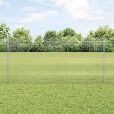 Gard din s&amp;acirc;rmă sudată cu 10 U St&amp;acirc;lpi Argintiu 1.2x10 m Oțel foto