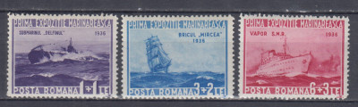 ROMANIA 1936 LP 116 PRIMA EXPOZITIE MARINAREASCA SERIE USOARA URMA SARNIERA foto